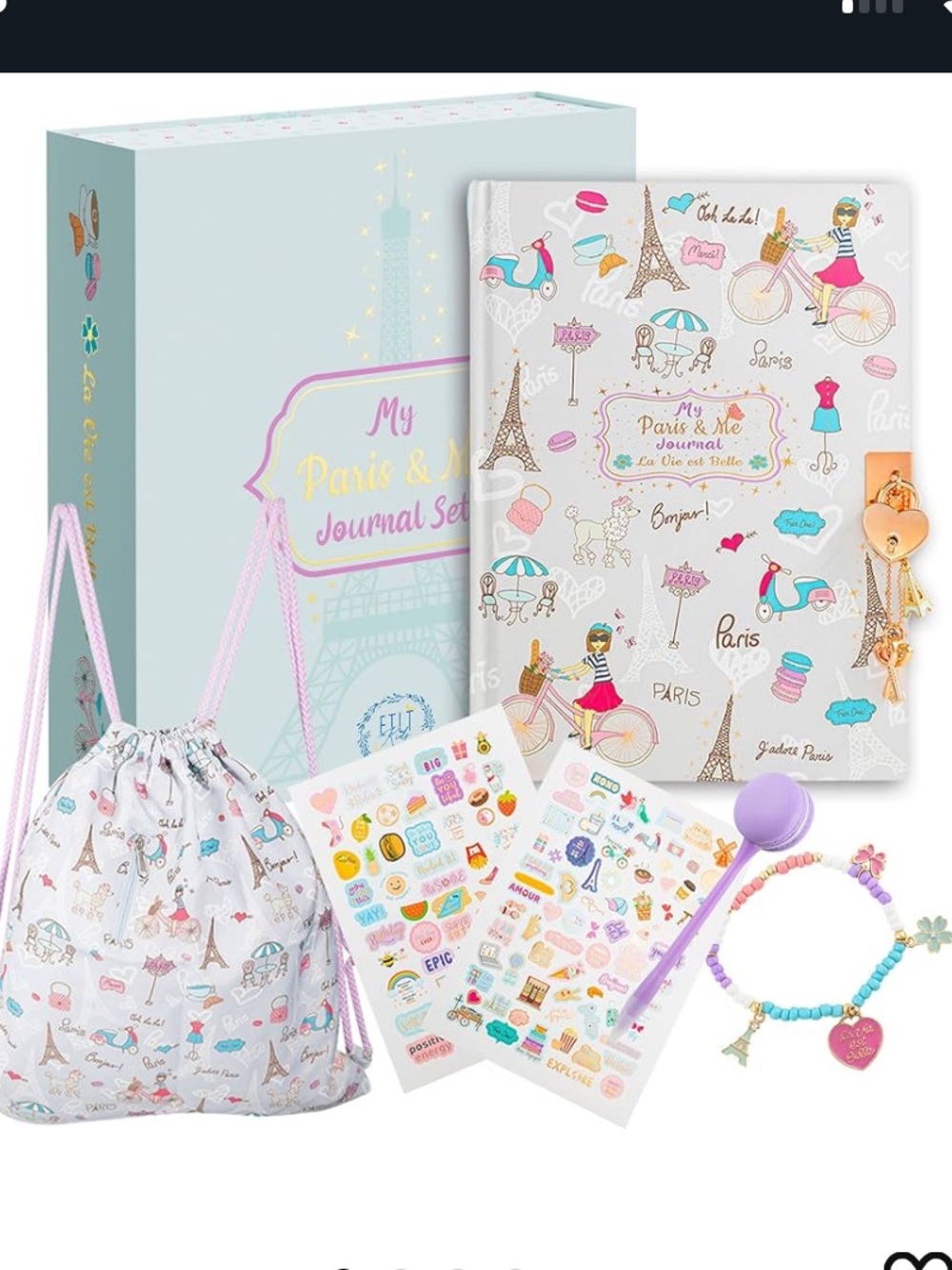 ETL Kids My Paris & Me Journal Set - Mint with Pink Accents